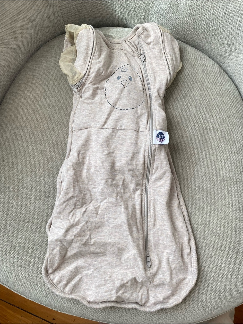 Nested Bean Beige Baby Sleep Sack with Front Zip and Logo Tag